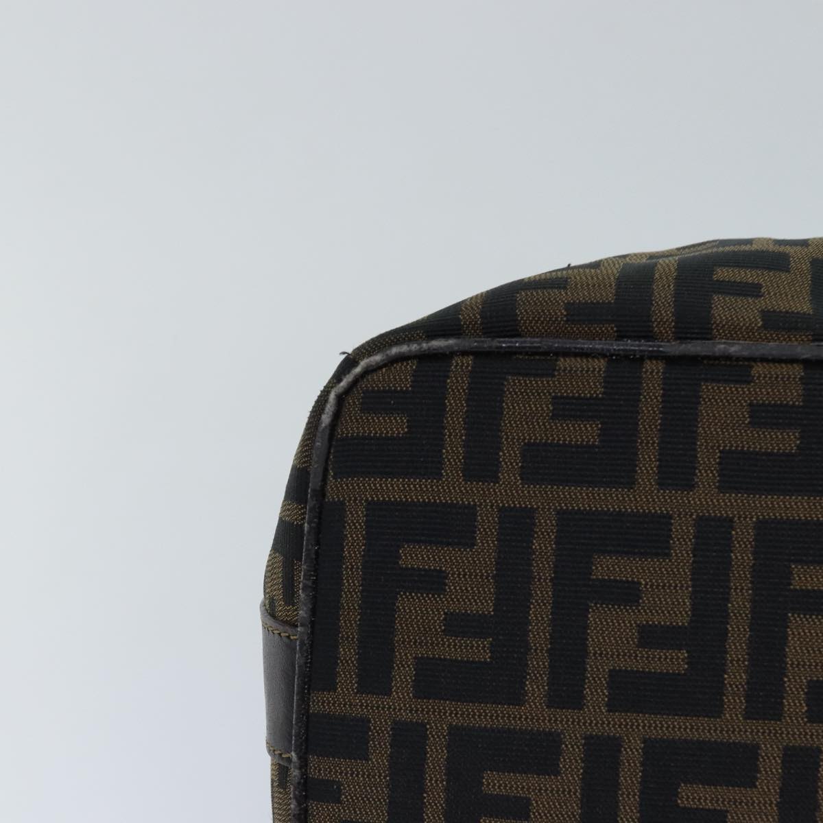 FENDI Zucca Canvas Vanity Pouch Brown Black gold 86247