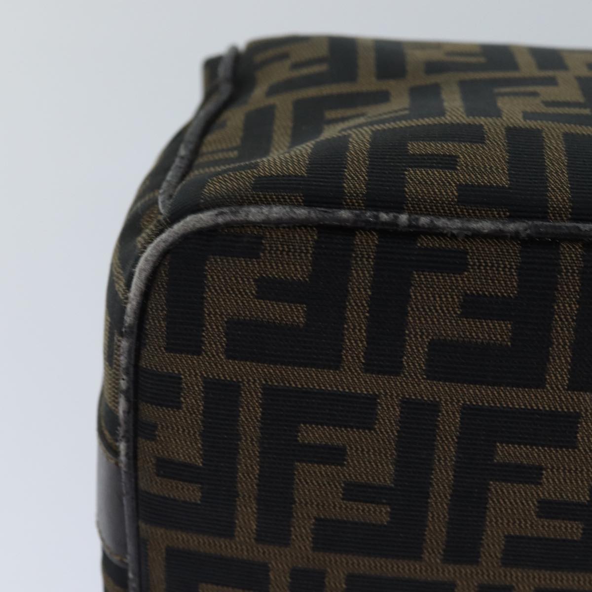 FENDI Zucca Canvas Vanity Pouch Brown Black gold 86247