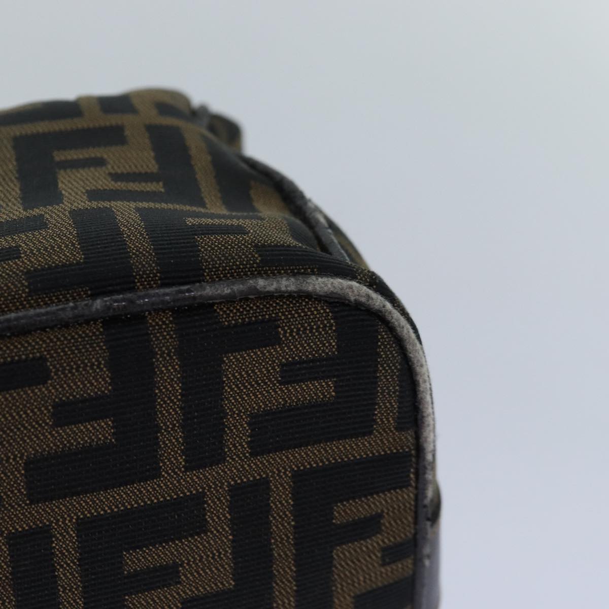 FENDI Zucca Canvas Vanity Pouch Brown Black gold 86247