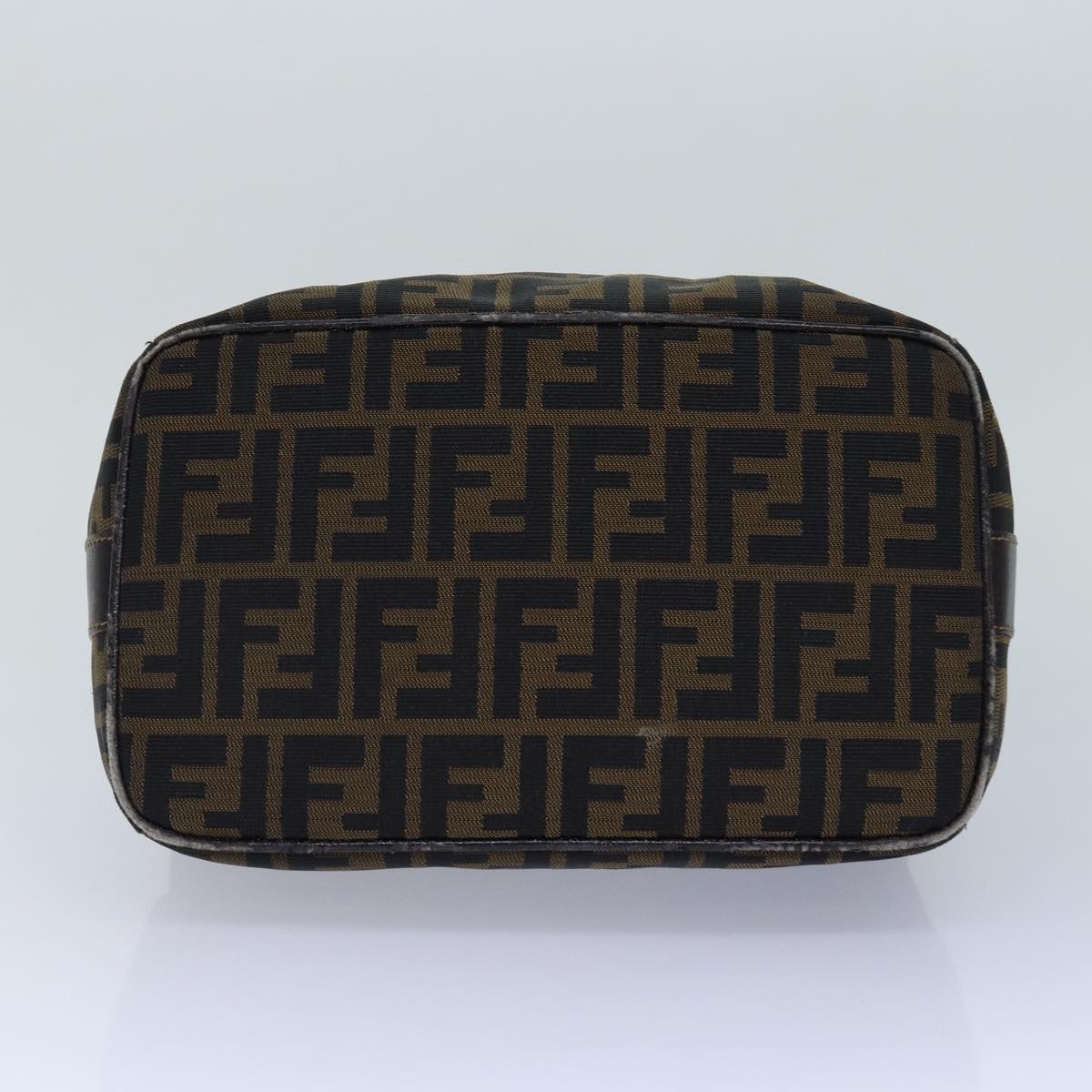 FENDI Zucca Canvas Vanity Pouch Brown Black gold 86247