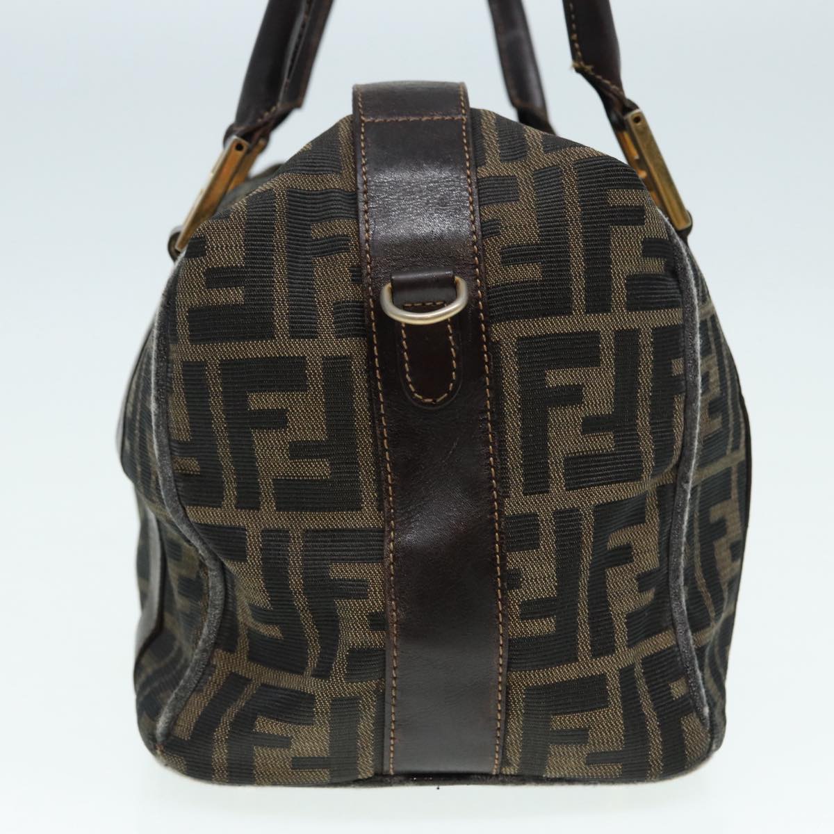 FENDI Zucca Canvas Hand Bag Brown Black gold 86248