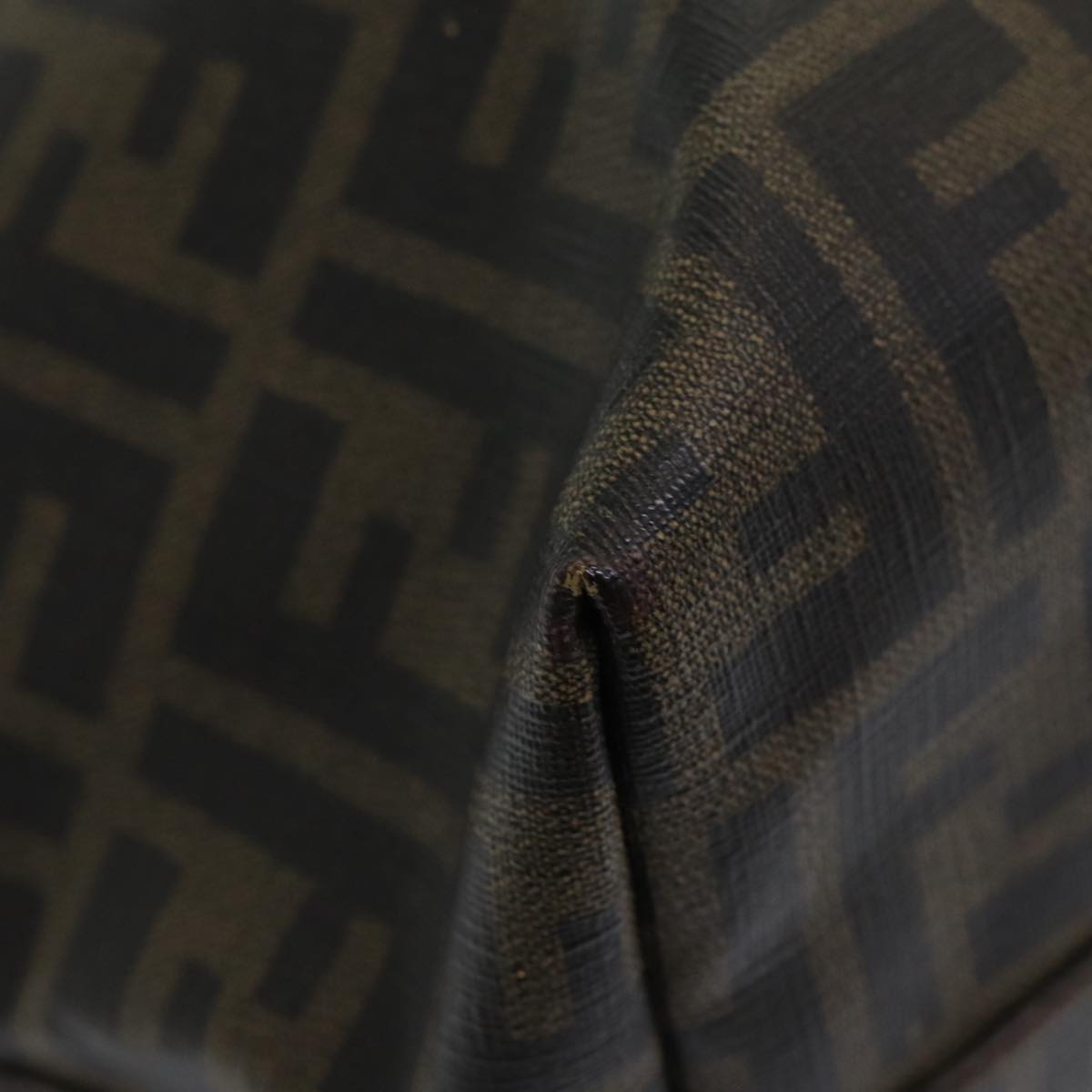 FENDI Zucca Canvas Tote Bag Brown Black gold 86249