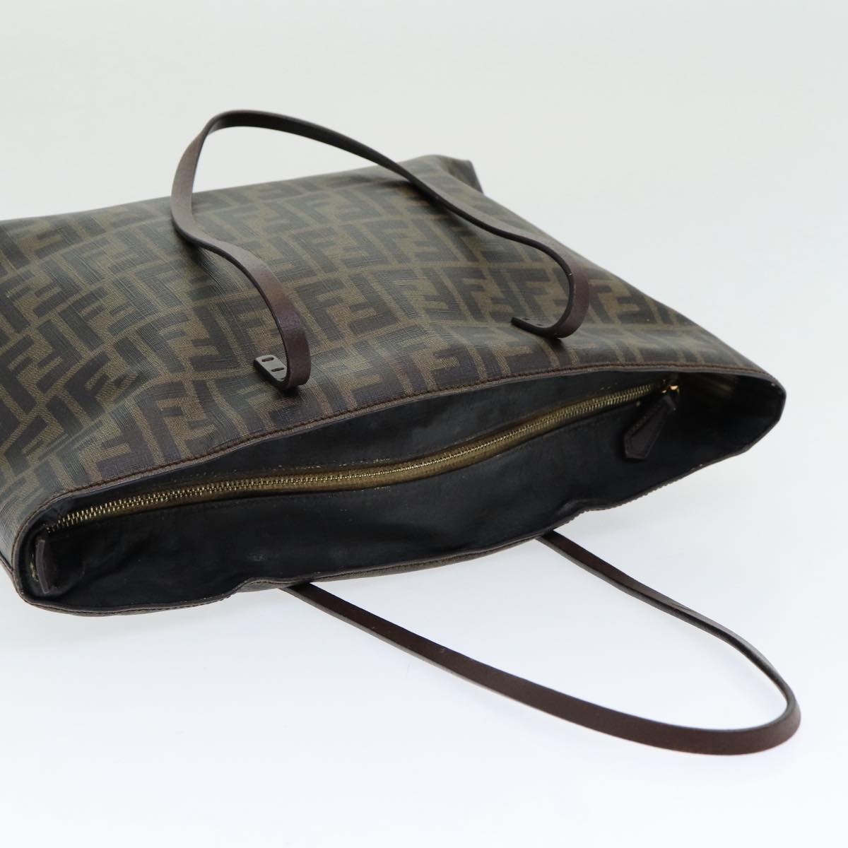 FENDI Zucca Canvas Tote Bag Brown Black gold 86249