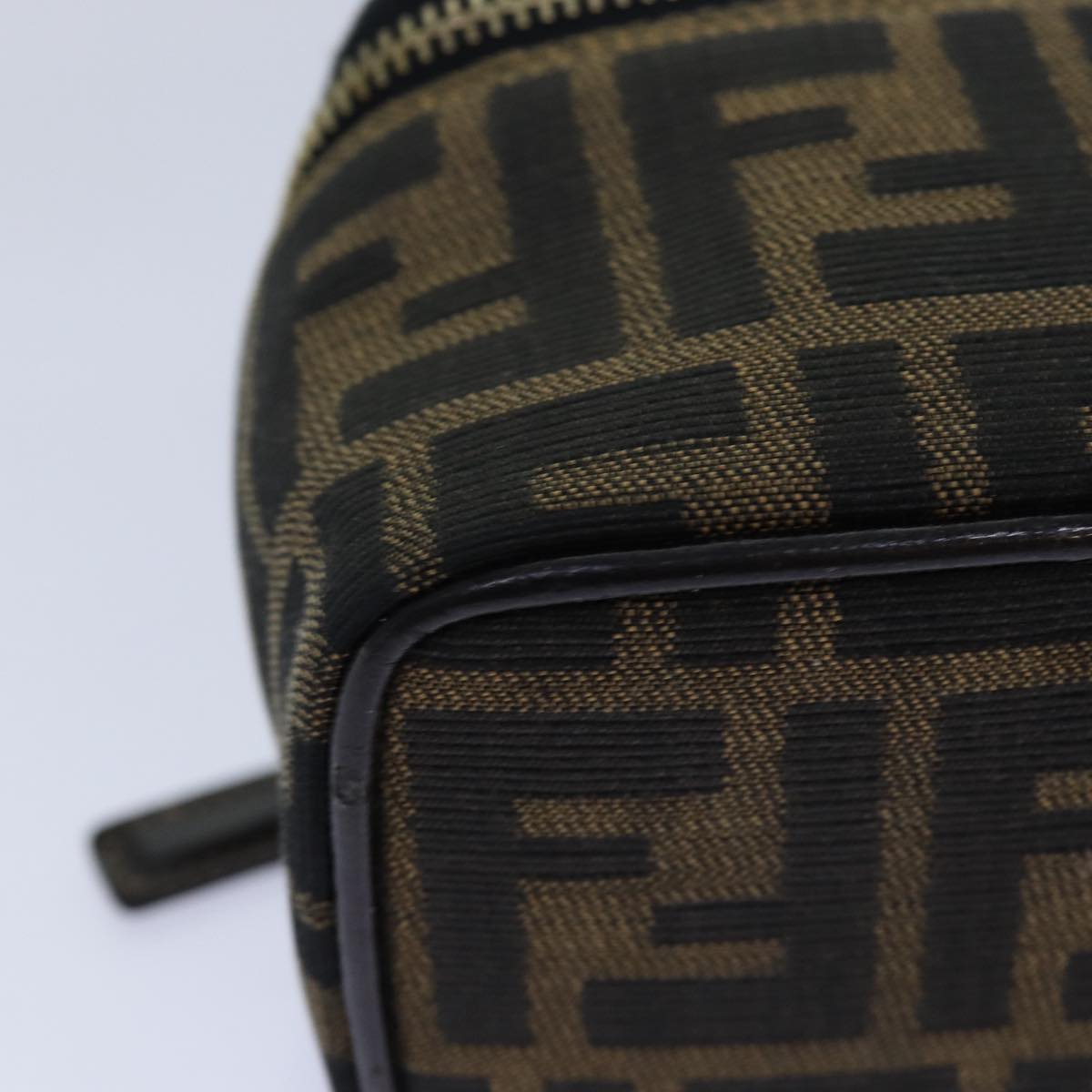 FENDI Zucca Canvas Vanity Pouch Brown Black gold 86299