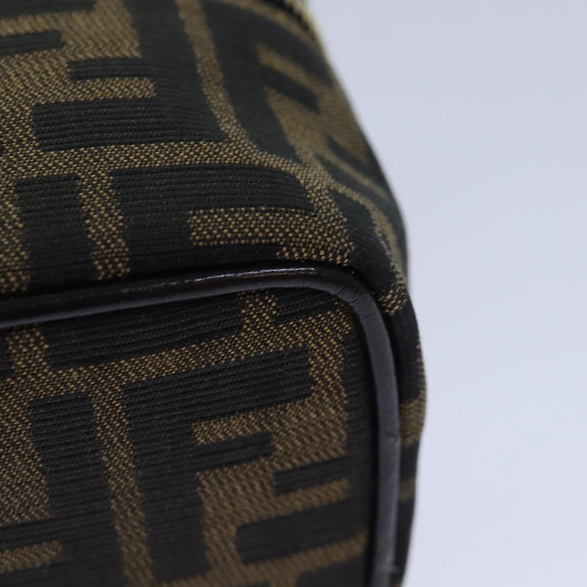 FENDI Zucca Canvas Vanity Pouch Brown Black gold 86299