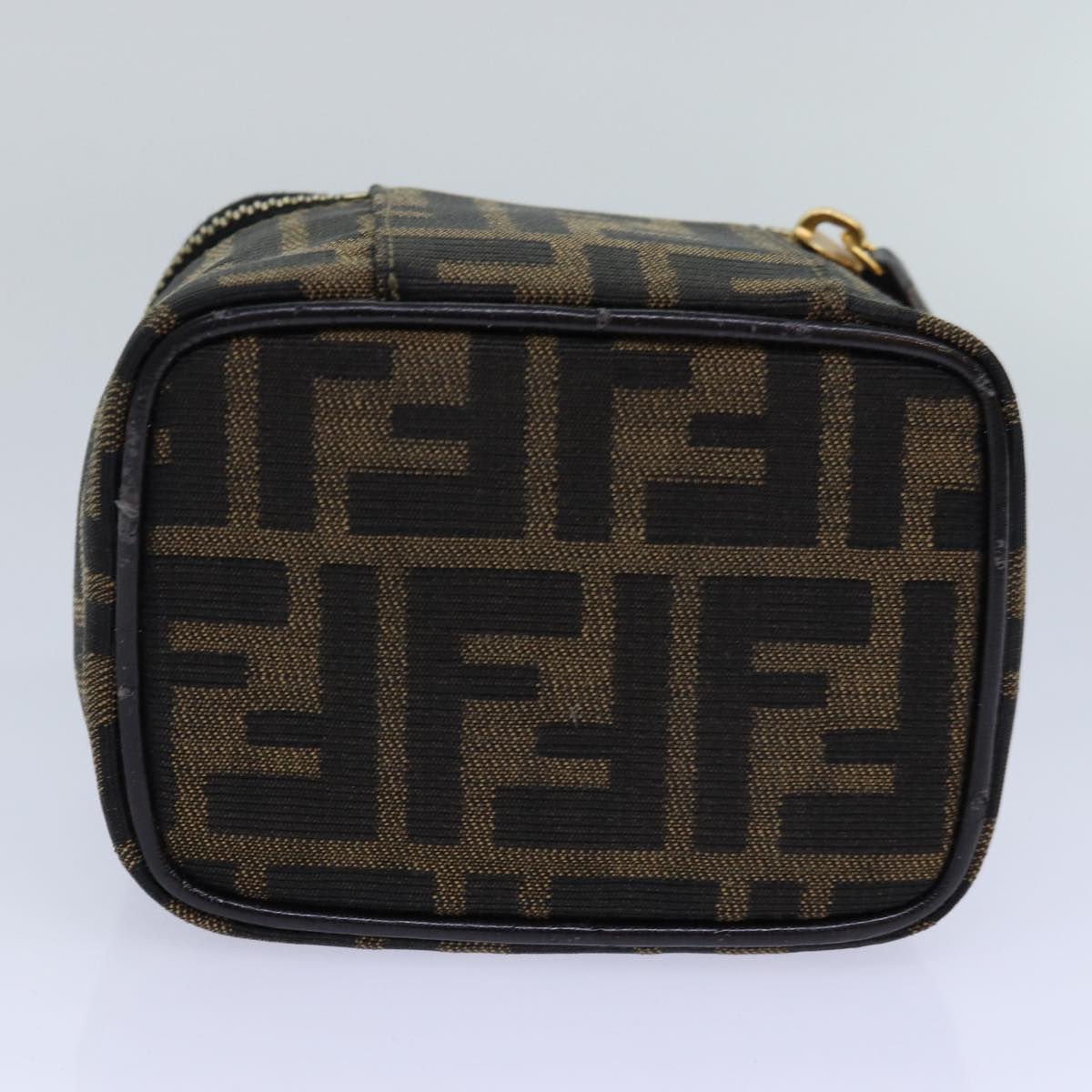 FENDI Zucca Canvas Vanity Pouch Brown Black gold 86299