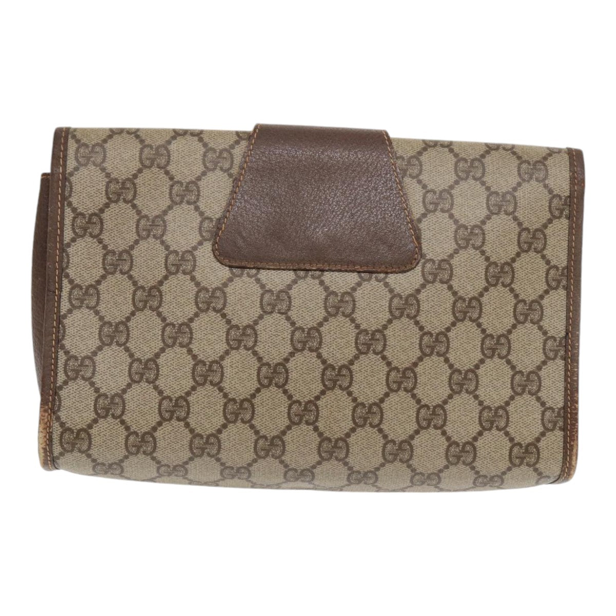GUCCI GG Supreme Web Sherry Line Clutch Bag PVC Beige Red 89 01 030 86403