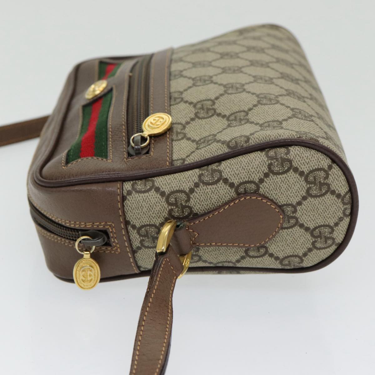 GUCCI GG Supreme Web Sherry Line Shoulder Bag Beige Gold 001 44 6655 86407