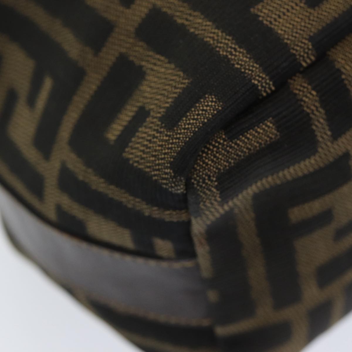 FENDI Zucca Canvas Vanity Pouch Brown Black gold 86430