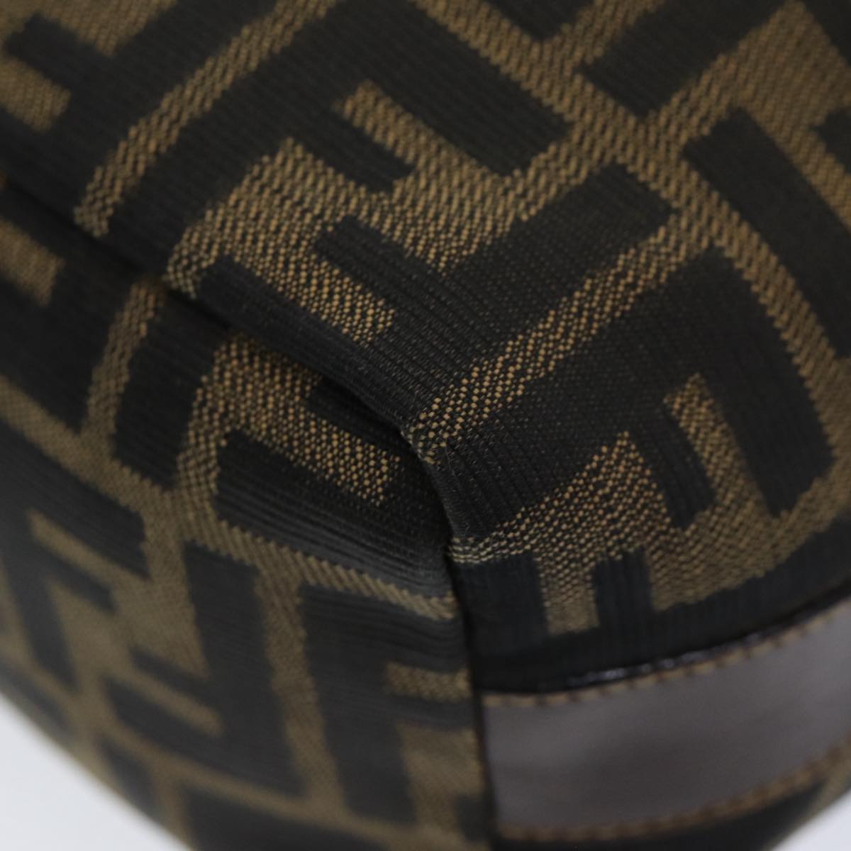 FENDI Zucca Canvas Vanity Pouch Brown Black gold 86430