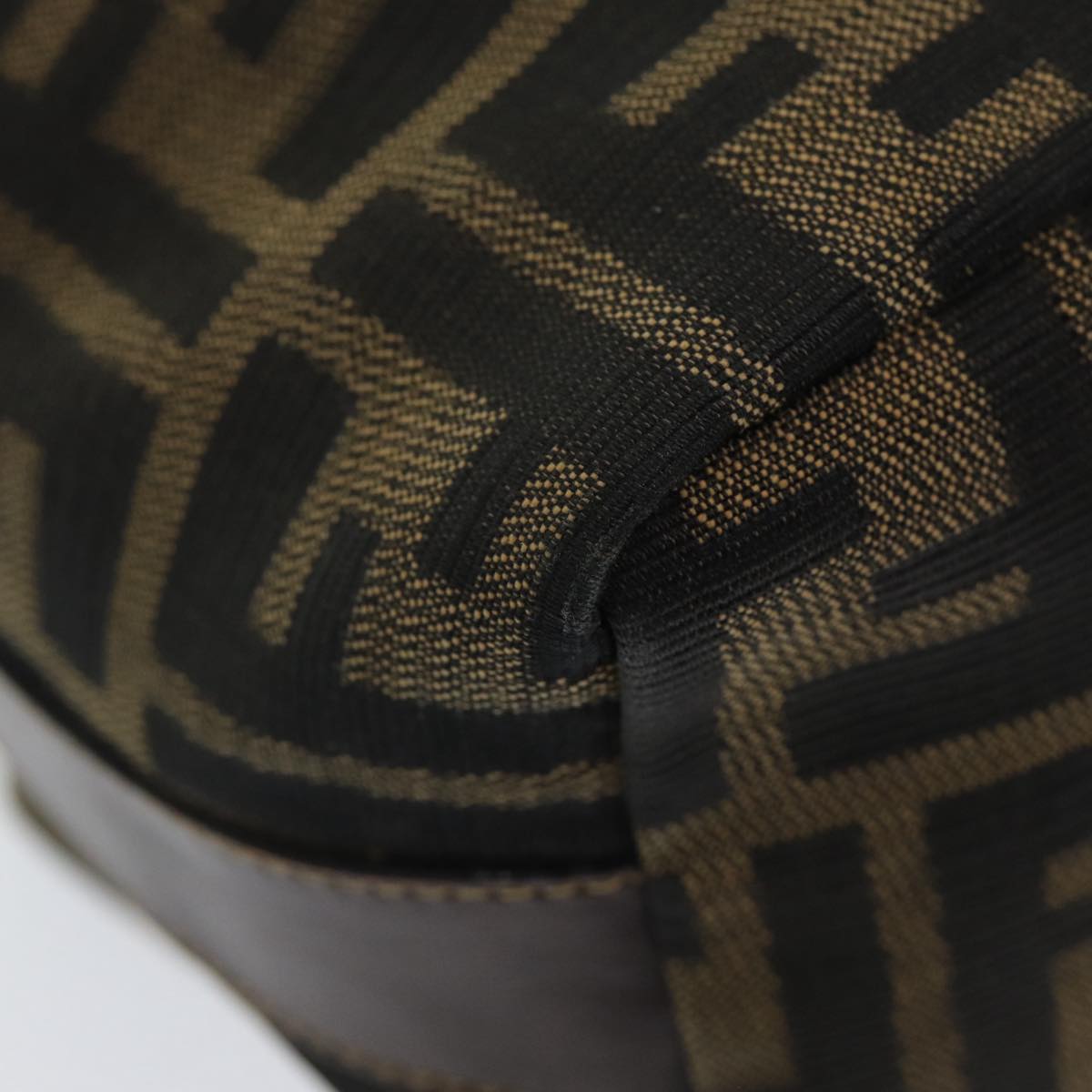 FENDI Zucca Canvas Vanity Pouch Brown Black gold 86430