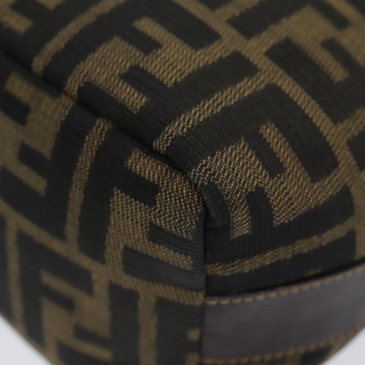 FENDI Zucca Canvas Vanity Pouch Brown Black gold 86430