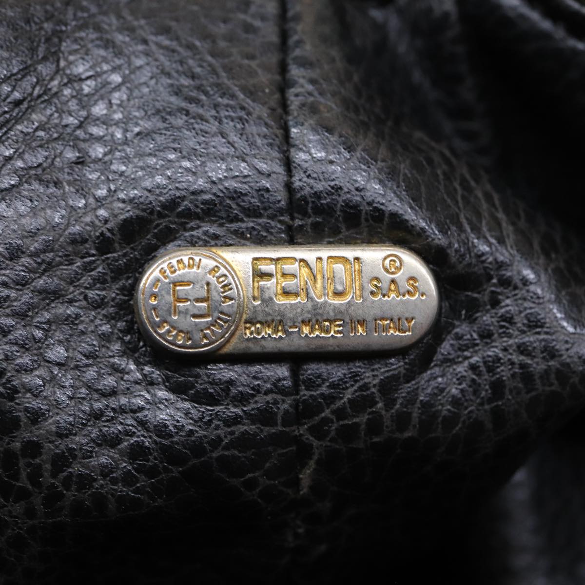 FENDI Zucca Canvas Vanity Pouch Brown Black gold 86430