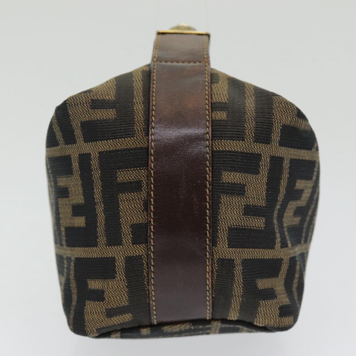 FENDI Zucca Canvas Vanity Pouch Brown Black gold 86430