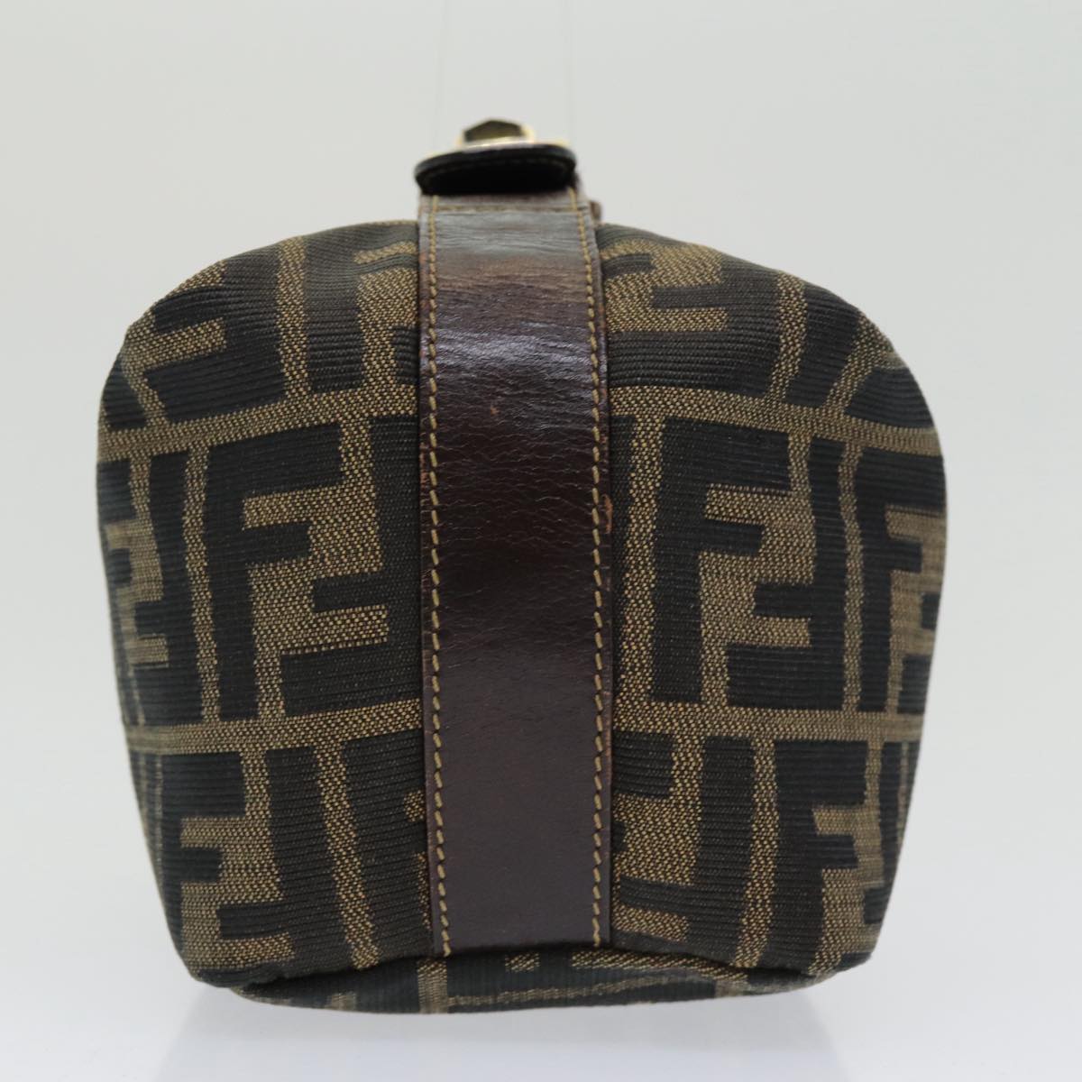 FENDI Zucca Canvas Vanity Pouch Brown Black gold 86430