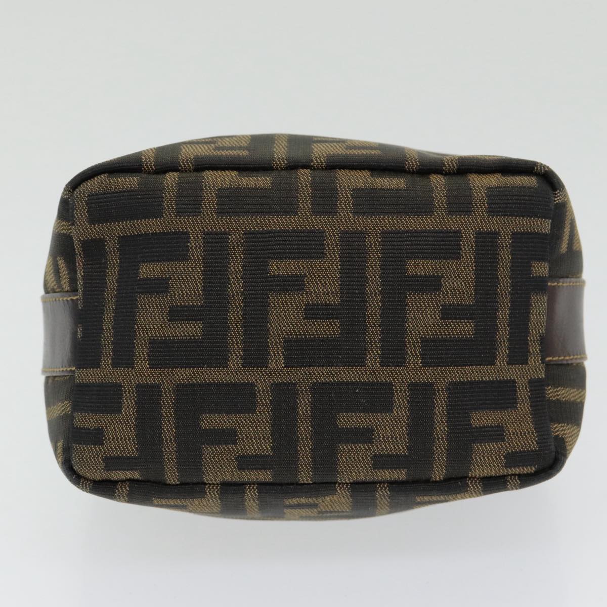 FENDI Zucca Canvas Vanity Pouch Brown Black gold 86430