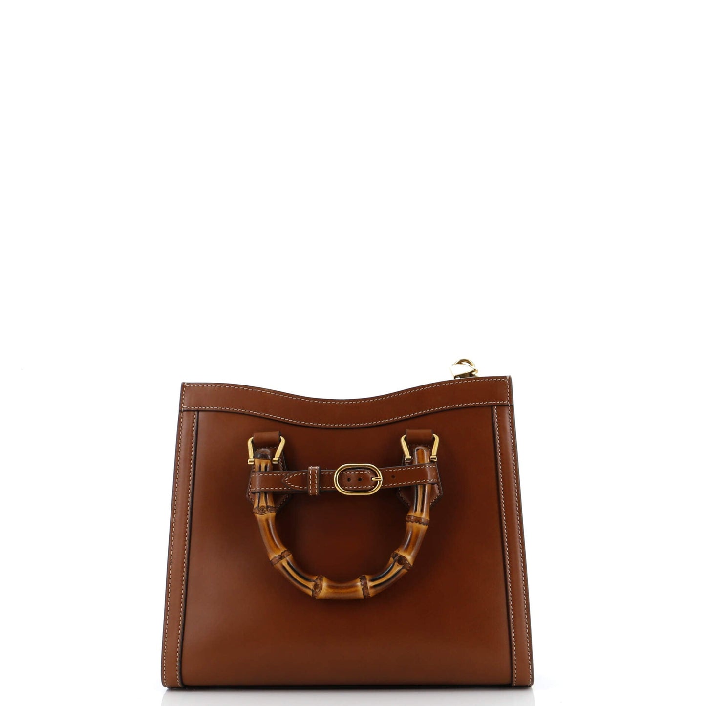 Diana NM Logo Bamboo Handle Tote Embossed Leather Small