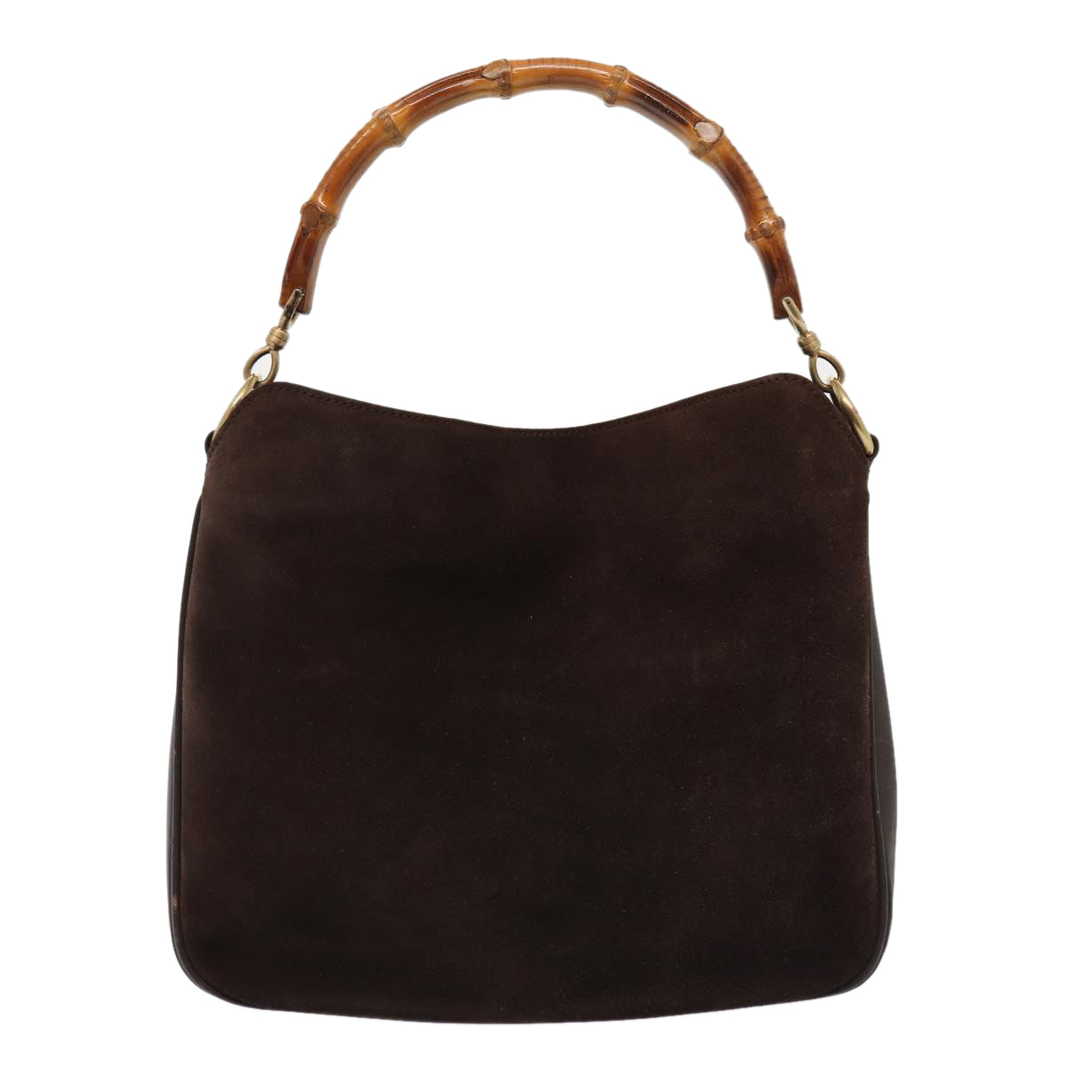 GUCCI Bamboo Shoulder Bag Suede 2way Red Gold 001 1705 1638 86649