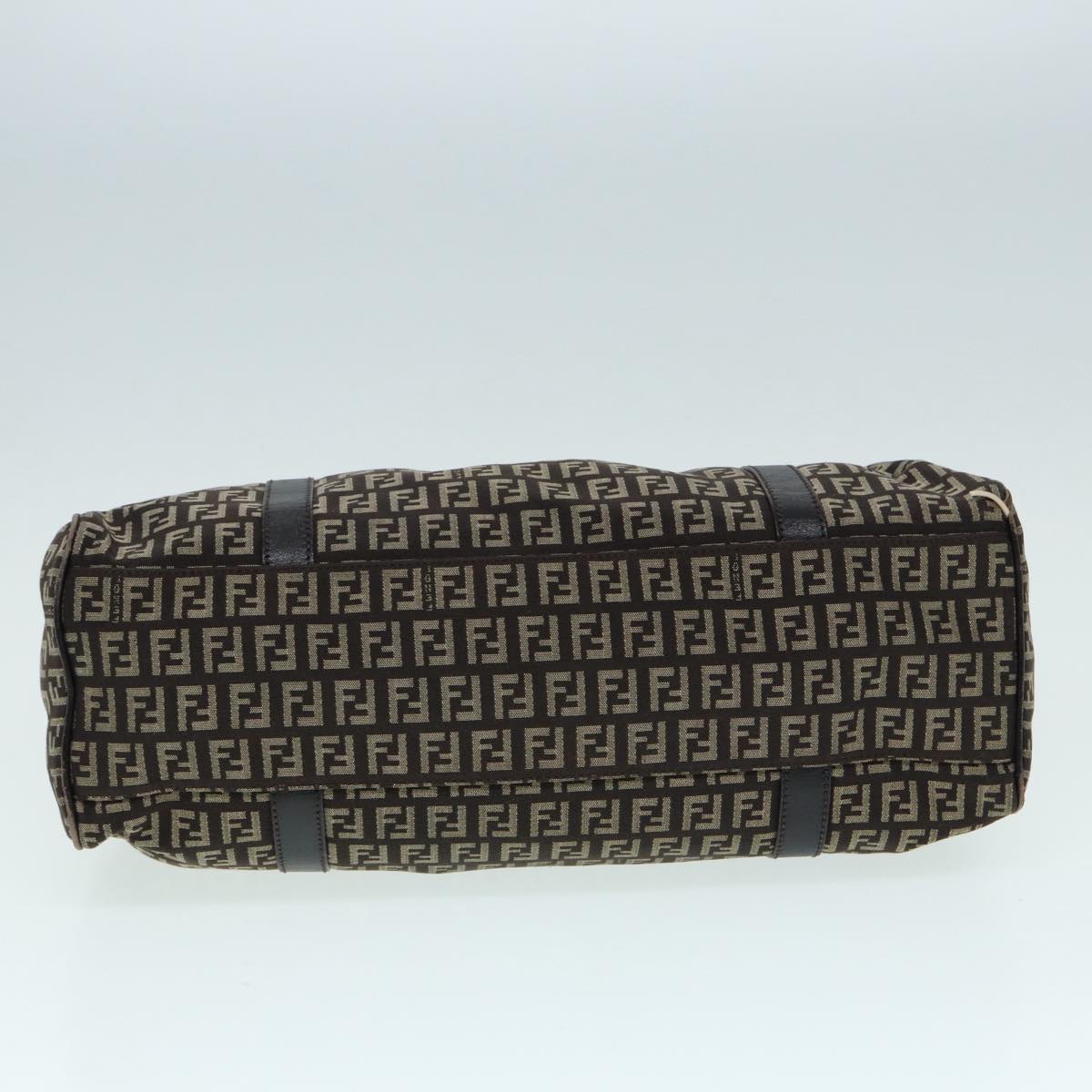 FENDI Zucchino Canvas Mamma Shoulder Bag Brown Black Silver 86710