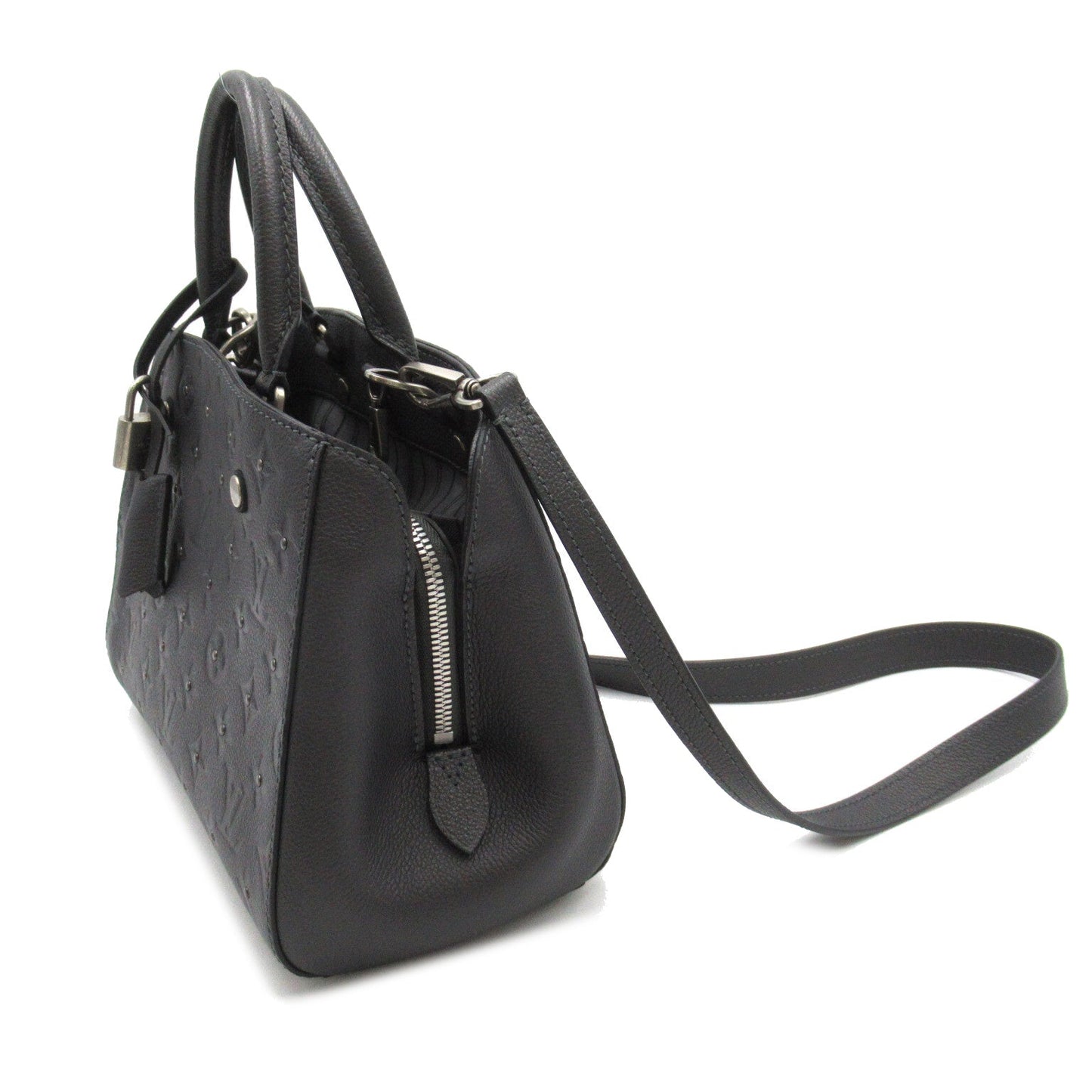 Louis Vuitton Montaigne BB 2w Shoulder Bag Leather Monogram Emplant  Grey Platinum M50665