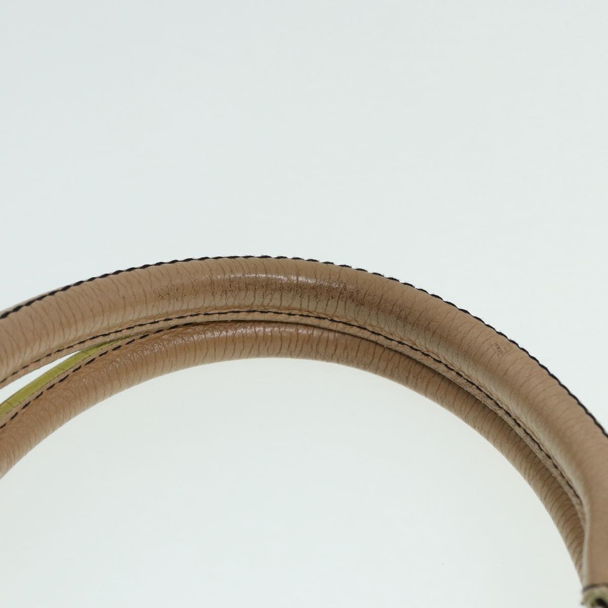 CHANEL Fringe Hand Bag Leather Beige CC 87088