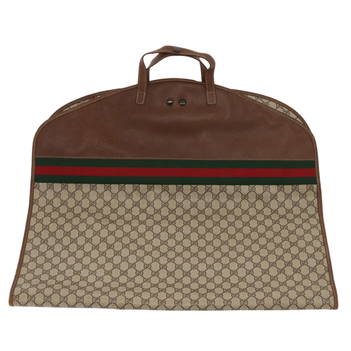 GUCCI GG Supreme Web Sherry Line Garment Cover PVC Beige Brown gold 87103