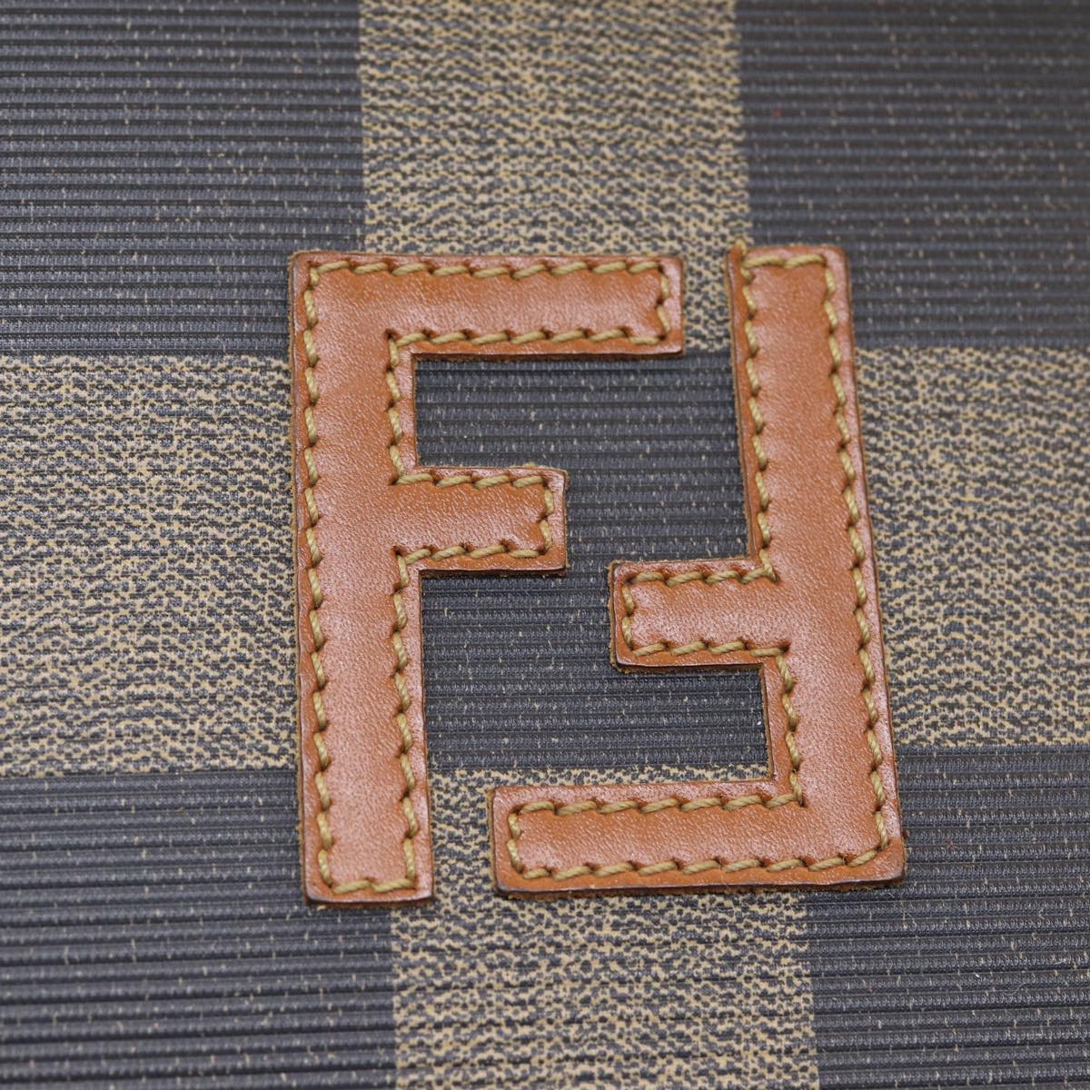 FENDI Pecan Canvas Hand Bag 2way Brown Black 87252