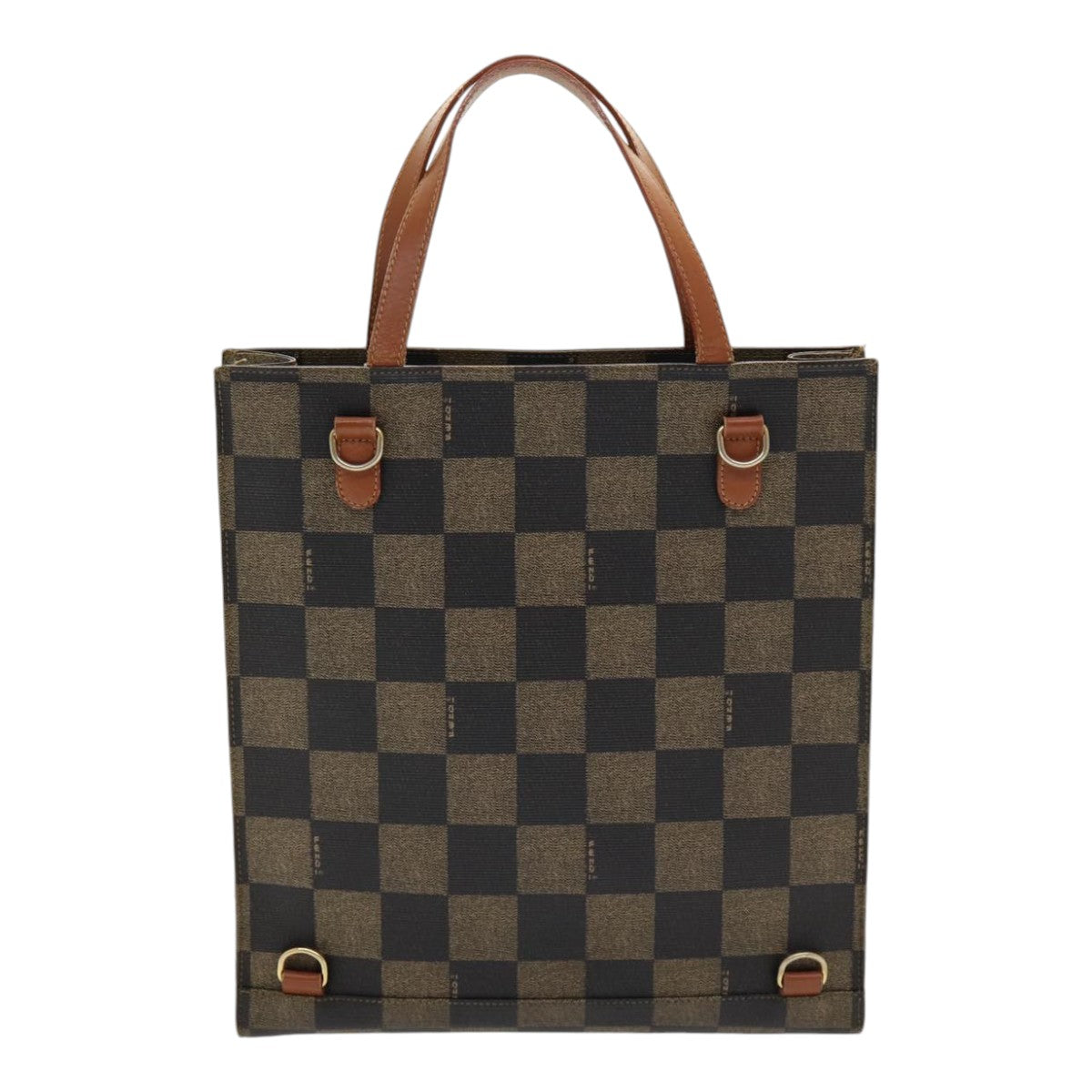 FENDI Pecan Canvas Hand Bag 2way Brown Black 87252