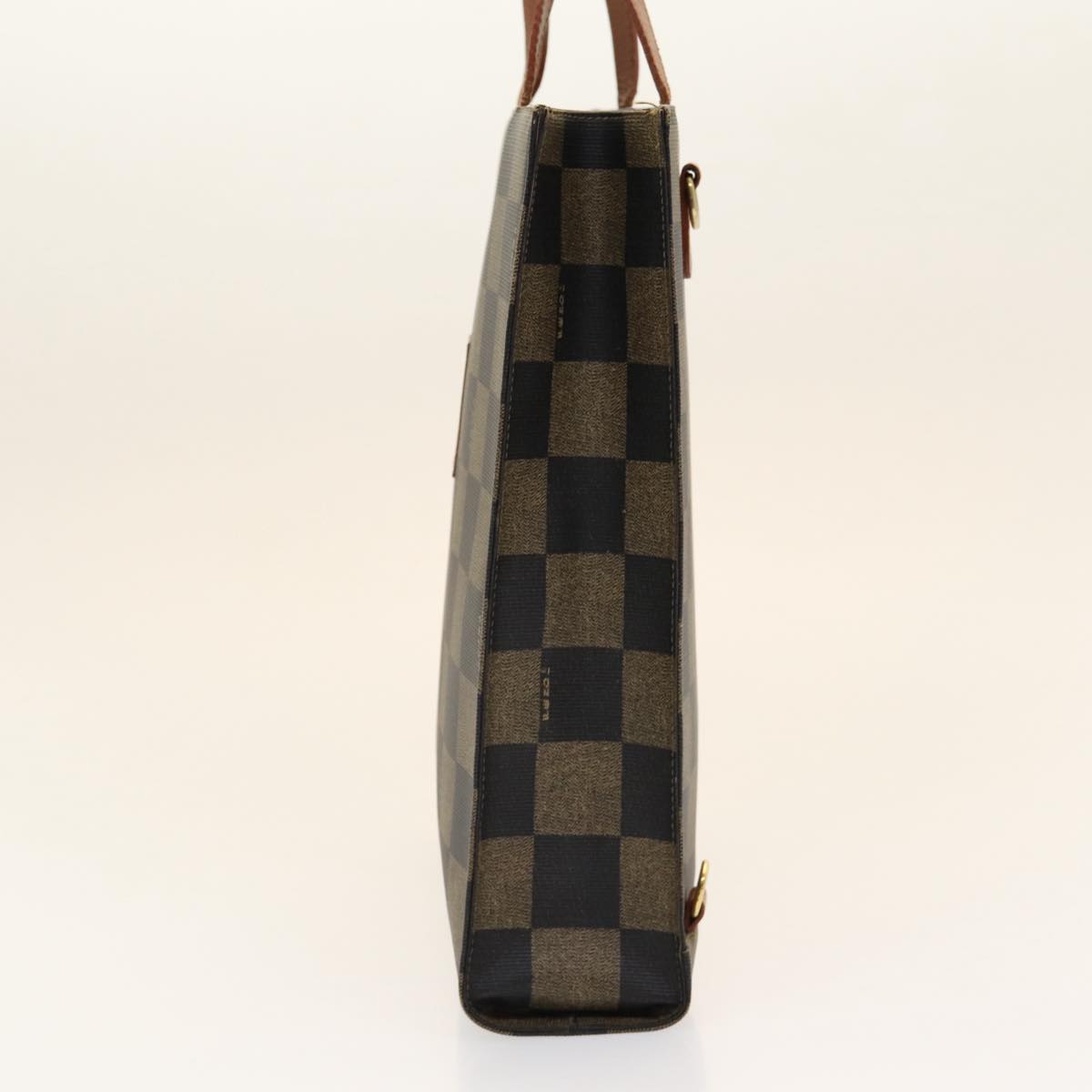 FENDI Pecan Canvas Hand Bag 2way Brown Black 87252