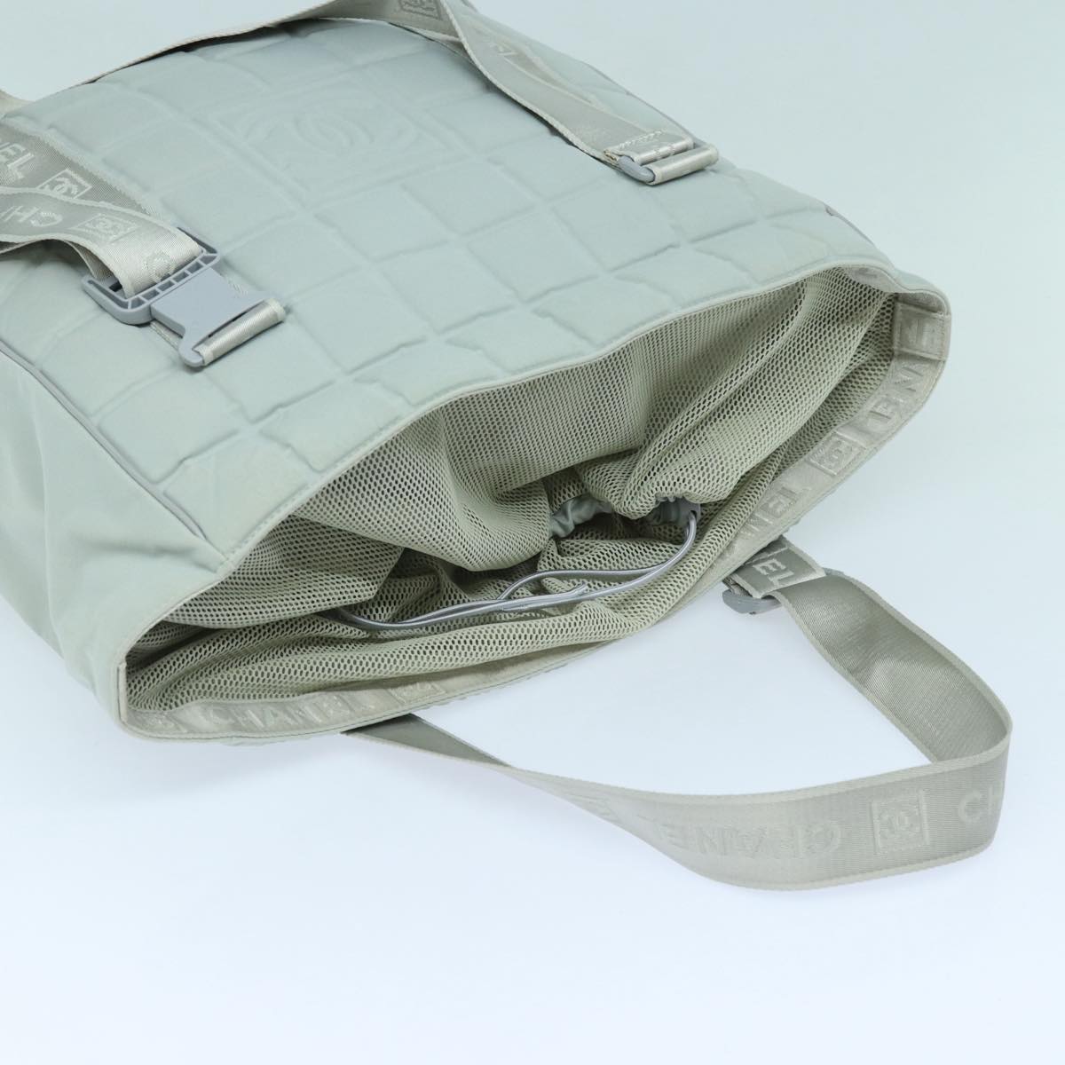 CHANEL Sports Tote Bag Nylon Gray CC 87271