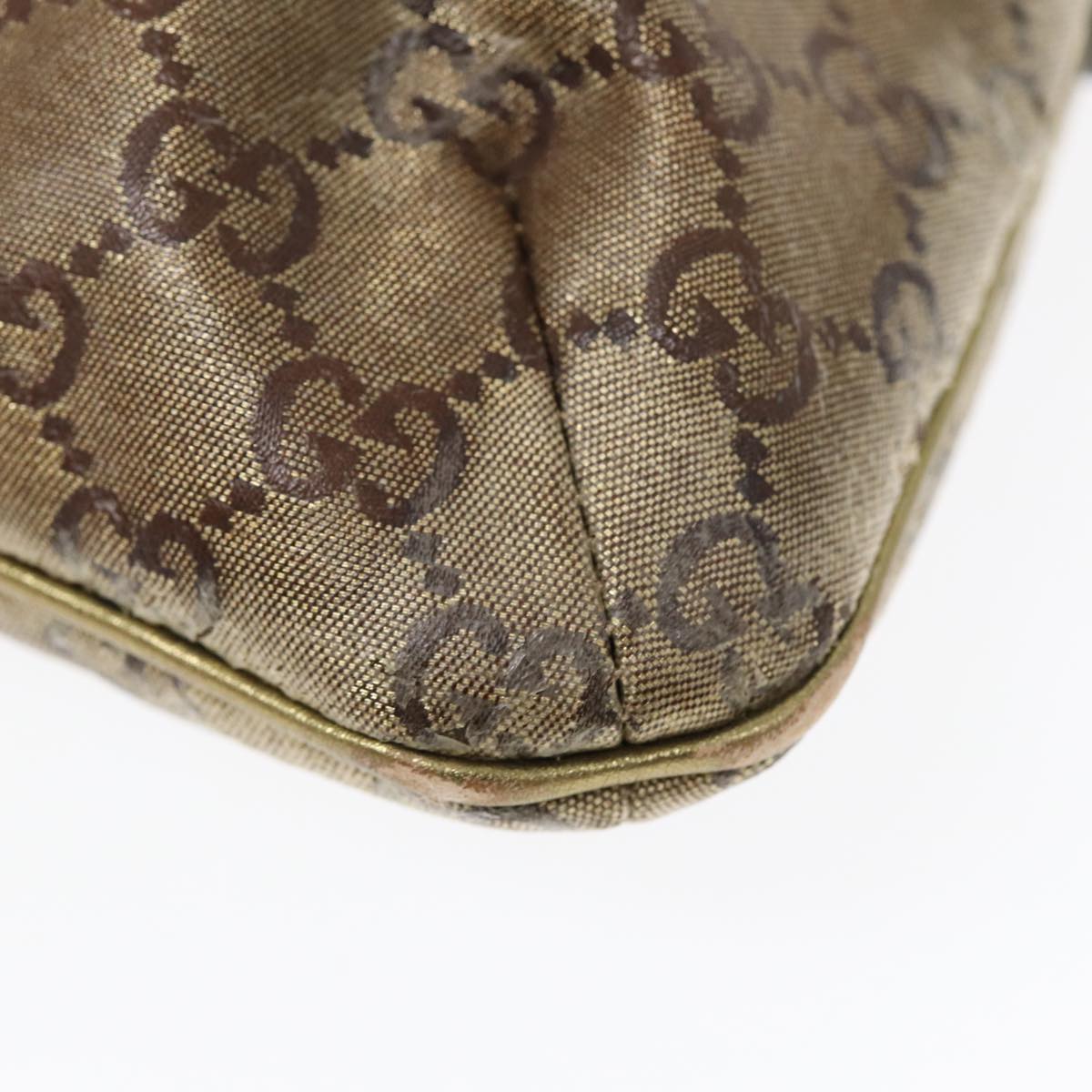 GUCCI GG Crystal Sherry Line Shoulder Bag Gold Brown gray 189749 87298