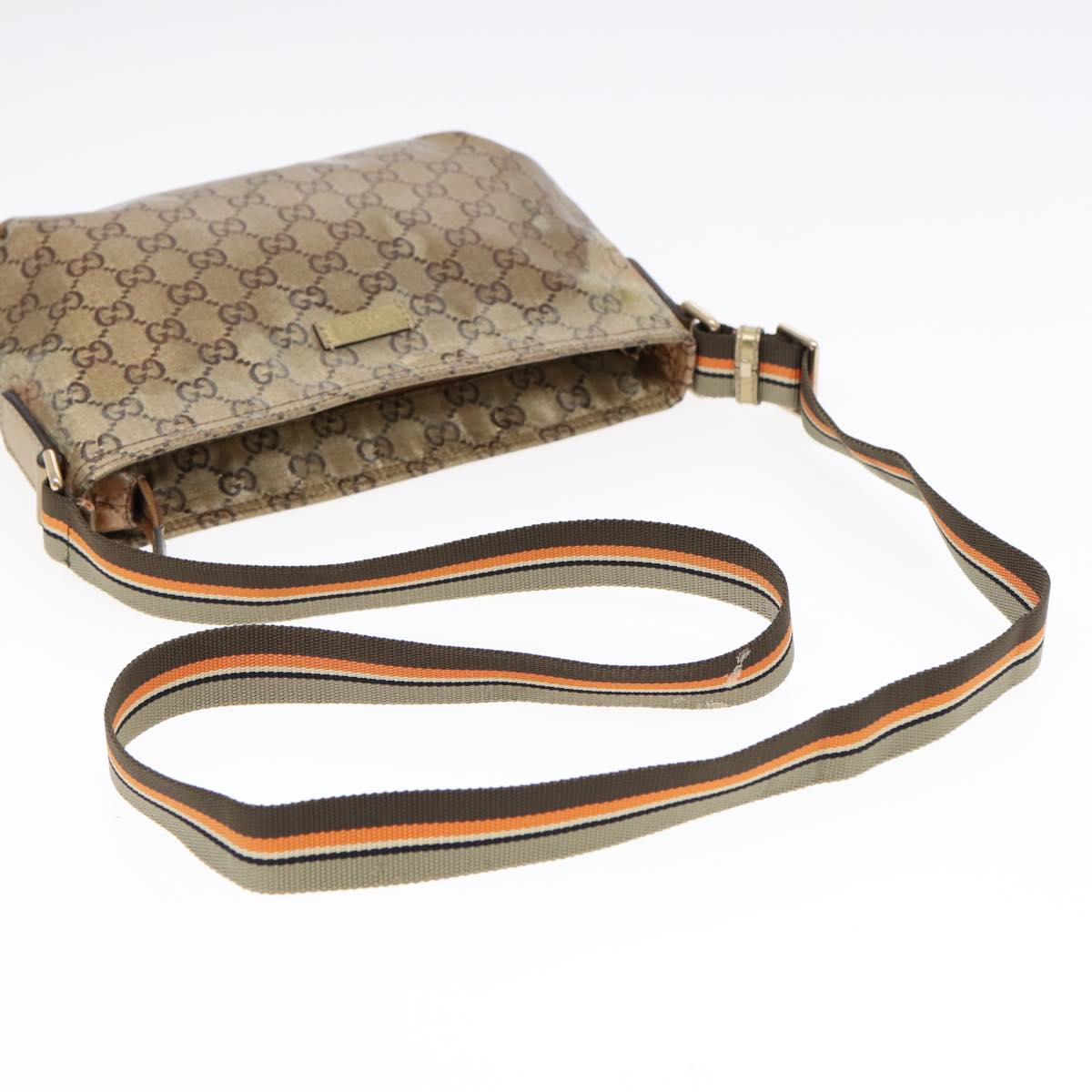 GUCCI GG Crystal Sherry Line Shoulder Bag Gold Brown gray 189749 87298