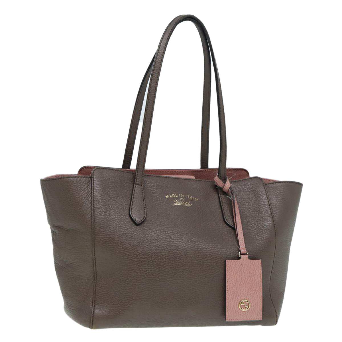 GUCCI Tote Bag Leather Gray Gold 354408 87628
