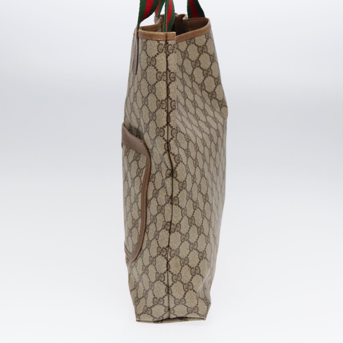 GUCCI GG Supreme Web Sherry Line Tote Bag PVC Beige Red 40 02 003 87629