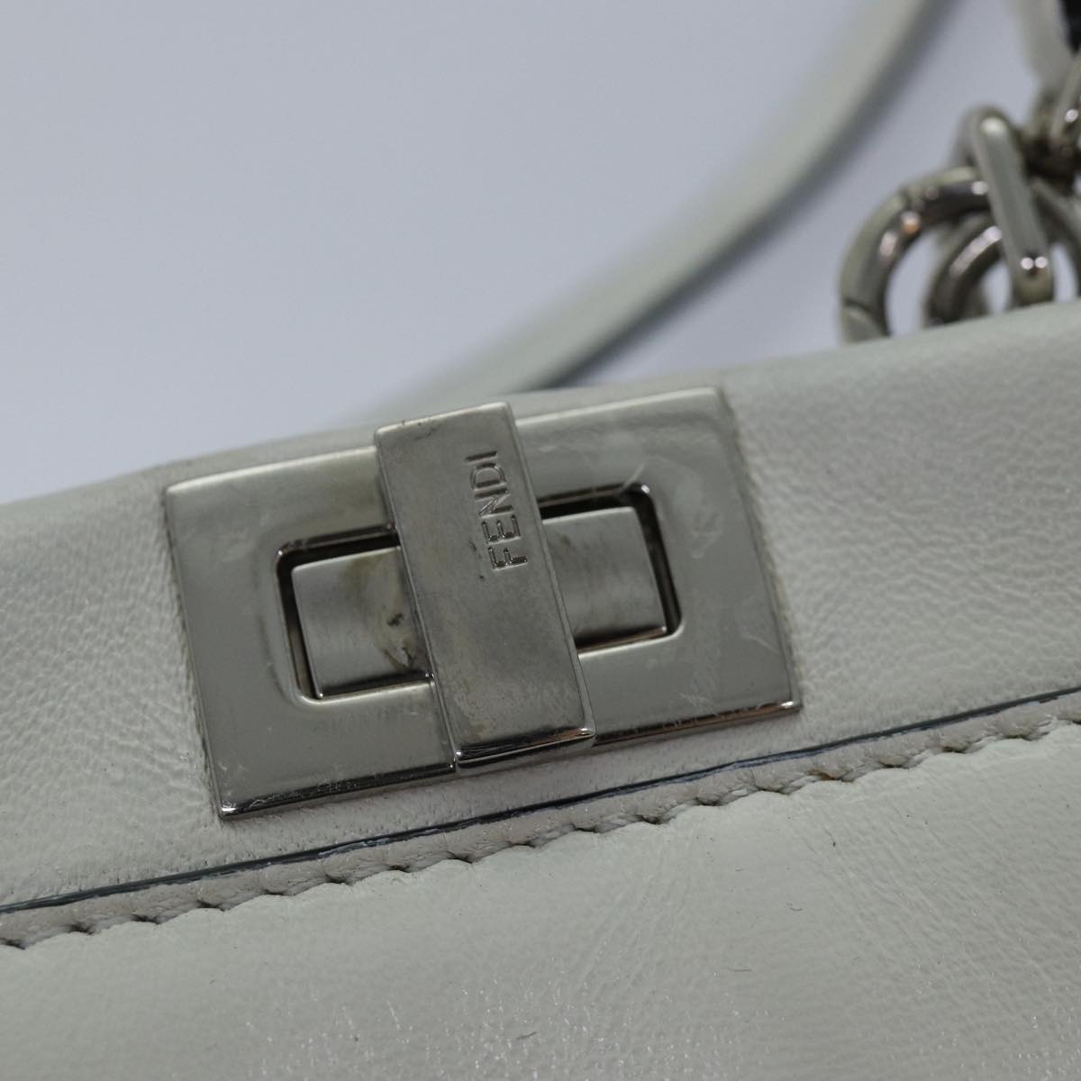 FENDI Peek A Boo Small Shoulder Bag Leather 2way White 87645