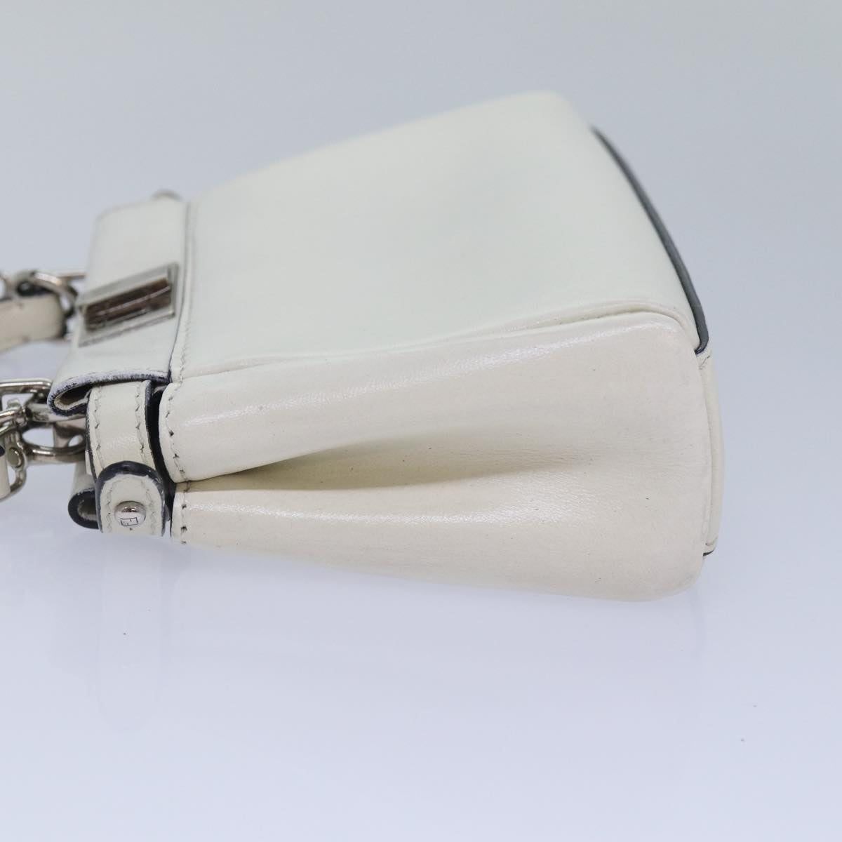 FENDI Peek A Boo Small Shoulder Bag Leather 2way White 87645