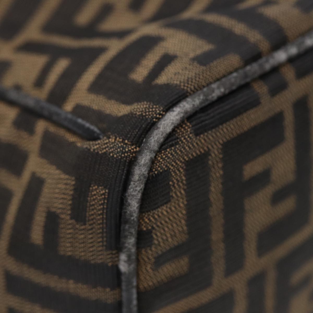 FENDI Zucca Canvas Hand Bag Brown 87646