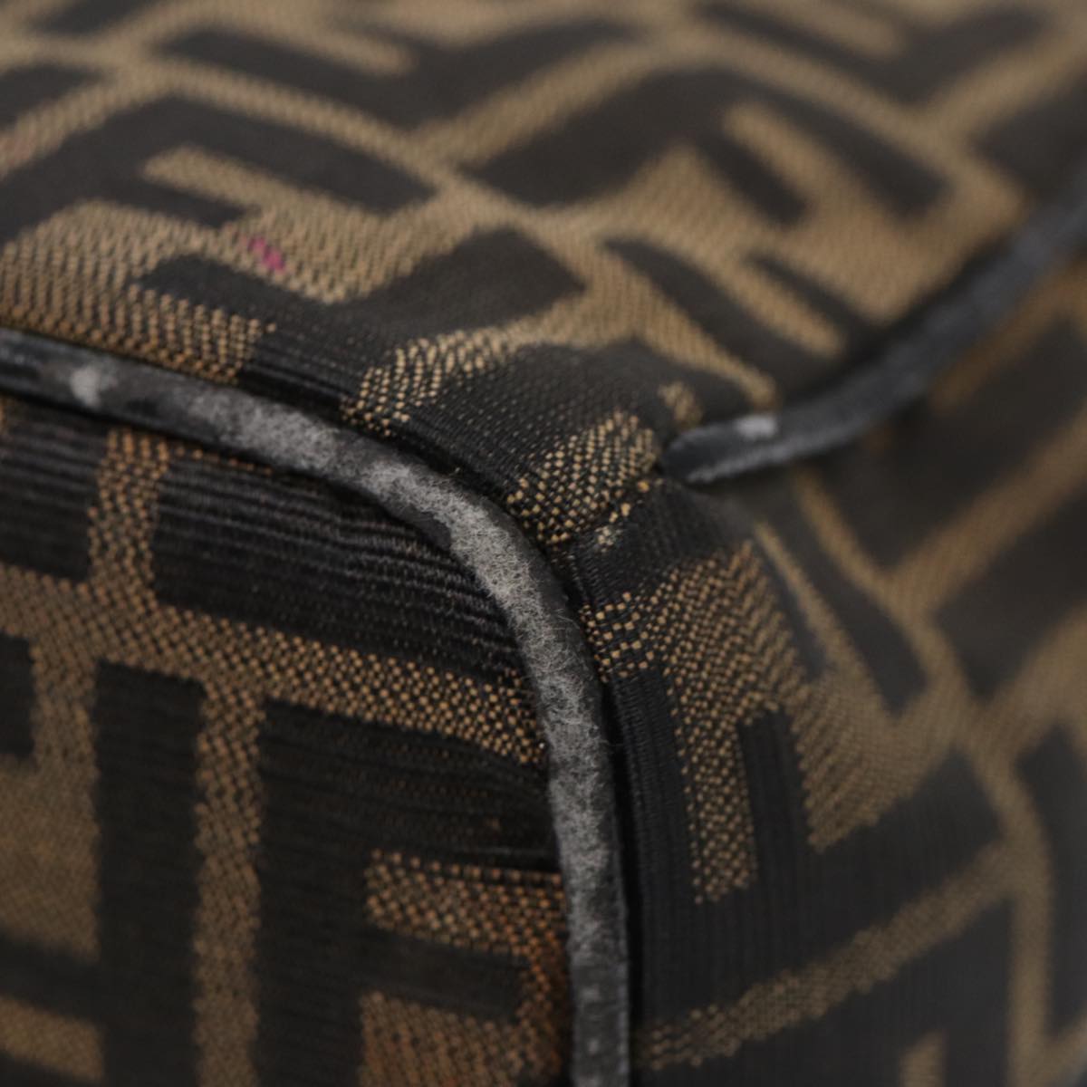 FENDI Zucca Canvas Hand Bag Brown 87646