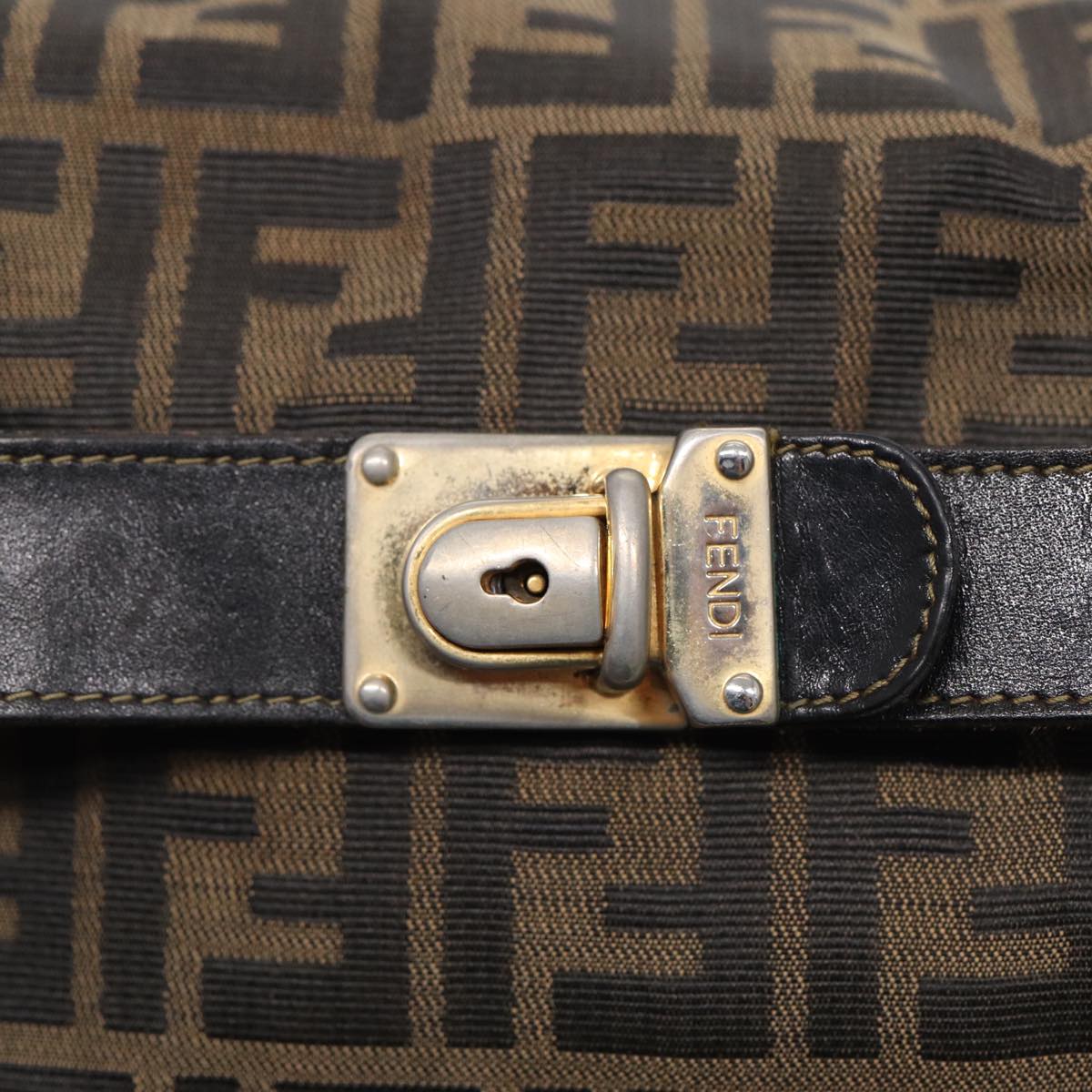 FENDI Zucca Canvas Hand Bag Brown 87646
