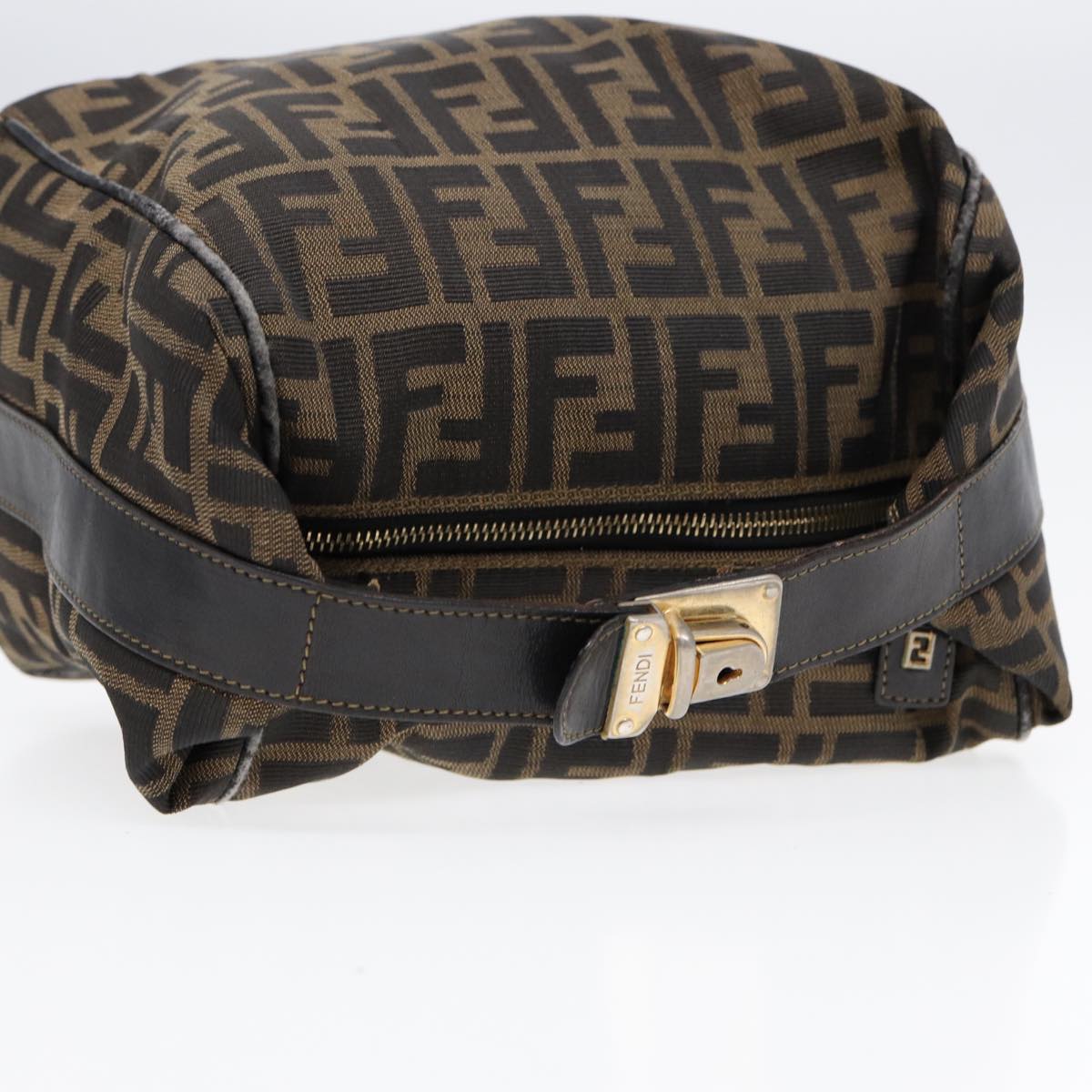 FENDI Zucca Canvas Hand Bag Brown 87646