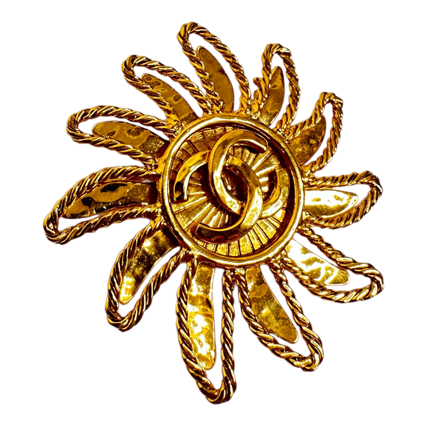 Chanel Gold Sunburst Brooch