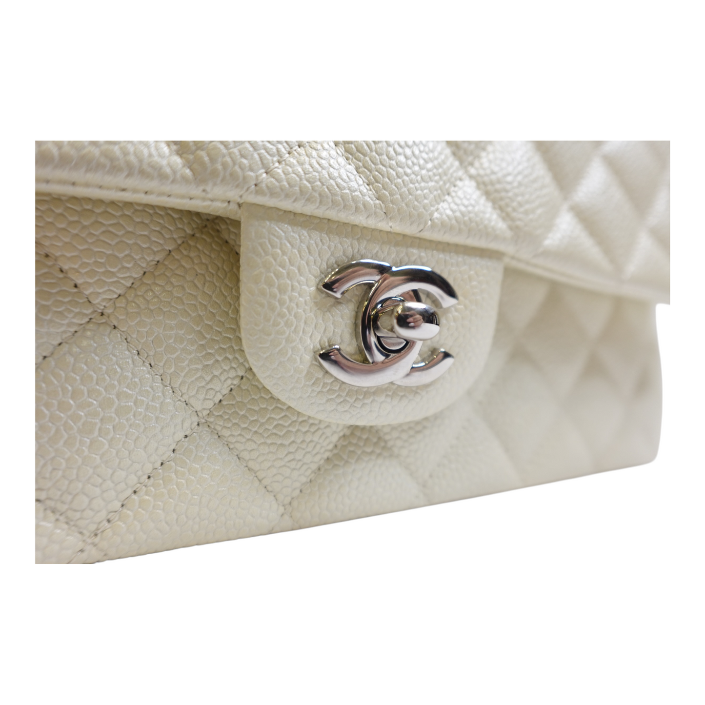 Chanel Medium Double Flap Pearlescent Ivory Caviar