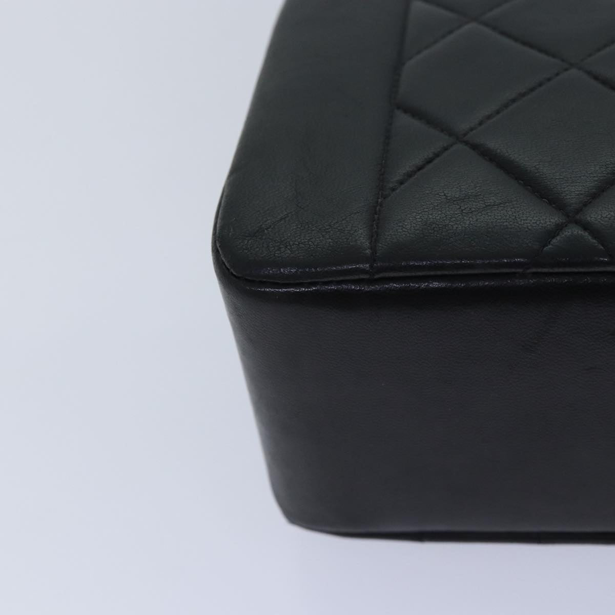 CHANEL Diana Matelasse Chain Shoulder Bag Lamb Skin Black CC 87740A