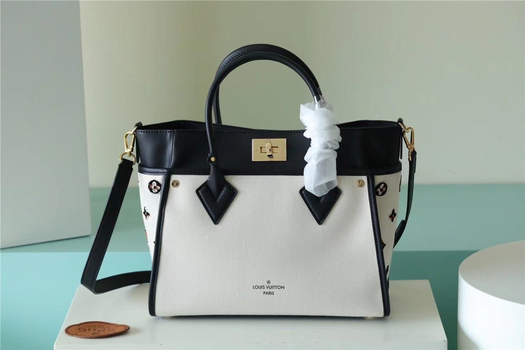 LV On My Side MM Bag Monogram GlamIower For Women 31cm/12.2 Inches Caramel Black LV M59842