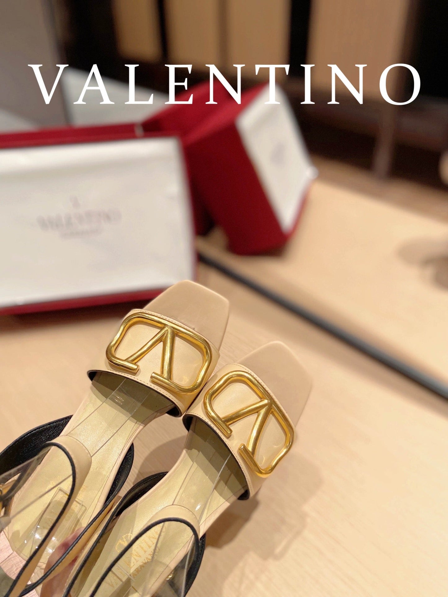 Valentino Garavani Strap Heeled Sandals With V Logo Signature EmbellisGLAMIent Light Yellow For Women