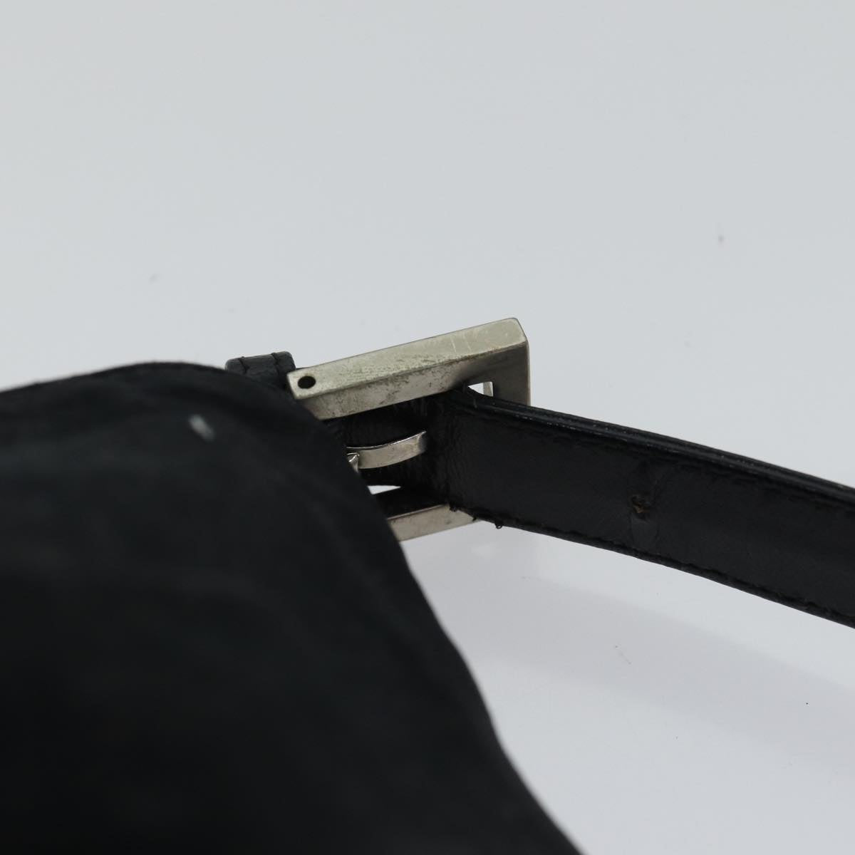 FENDI Mamma Baguette Shoulder Bag Nylon Black Silver 87809