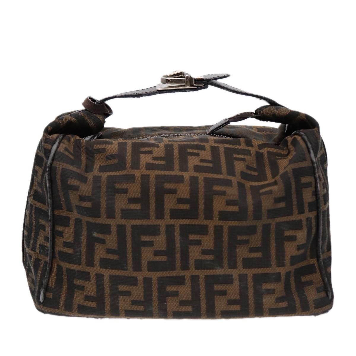 FENDI Zucca Canvas Vanity Pouch Brown Black Silver 87877