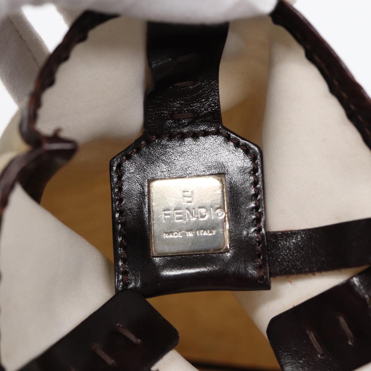 FENDI Zucca Canvas Hand Bag Beige 87916