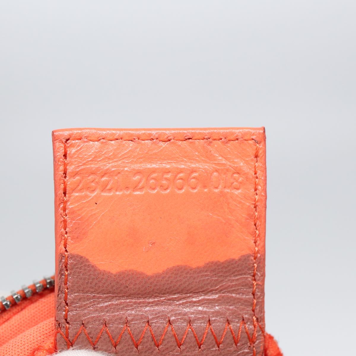 FENDI Mamma Baguette Shoulder Bag Nylon Orange Silver 88076