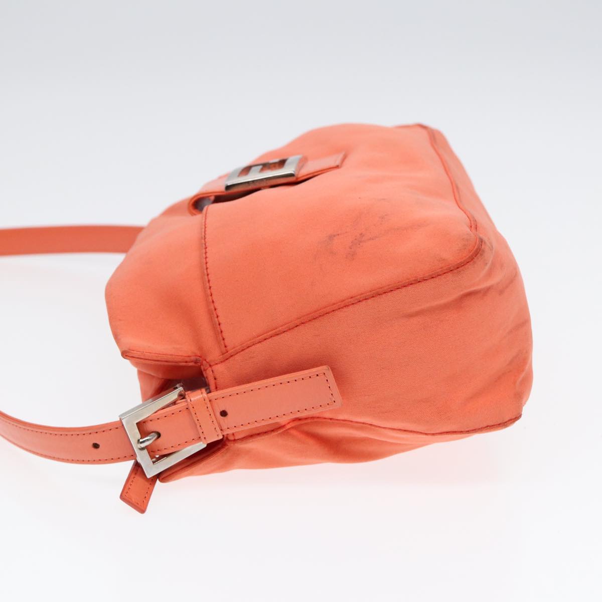 FENDI Mamma Baguette Shoulder Bag Nylon Orange Silver 88076